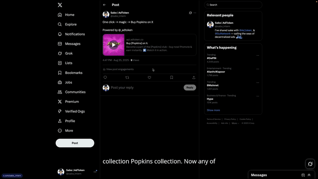 AdToken — users swapping tokens inside ad units